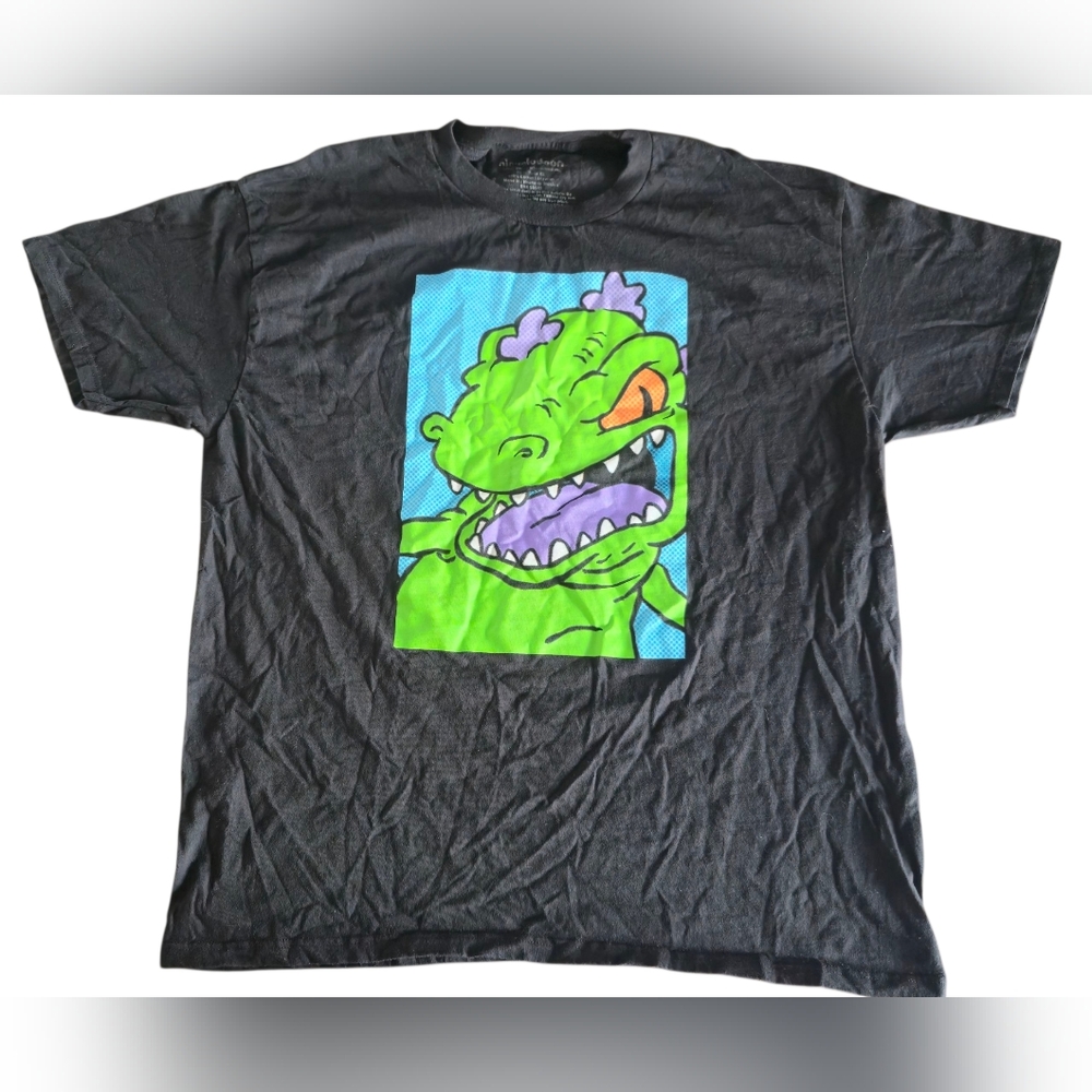 ​Mens XL Nickelodeon Rugrats Reptar Graphic T-Shirt 90s Cartoon Black Tee